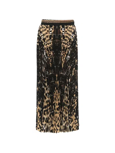 Pierre-louis Mascia Pleated Animal-print Maxi Skirt In Multi