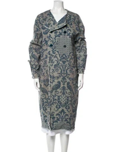 Pre-owned Pierre-louis Mascia Printed Coat W/ Tags In Blue