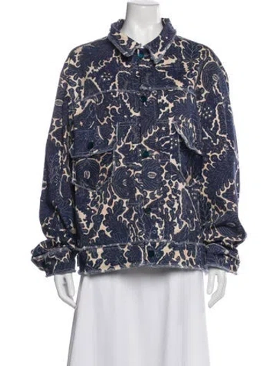 Pre-owned Pierre-louis Mascia Printed Denim Jacket In Blue