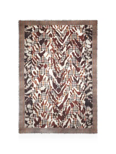 Pierre-louis Mascia Printed Frayed-edge Scarf In Brown