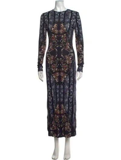Pre-owned Pierre-louis Mascia Printed Long Dress In Blue