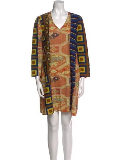 Pre-owned Pierre-louis Mascia Printed Mini Dress In Multi