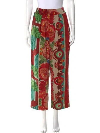 Pre-owned Pierre-louis Mascia Printed Straight Leg Pants In Red