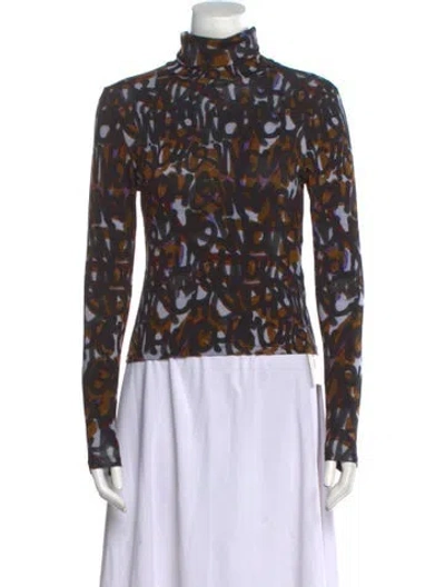 Pre-owned Pierre-louis Mascia Printed Turtleneck Top W/ Tags In Black