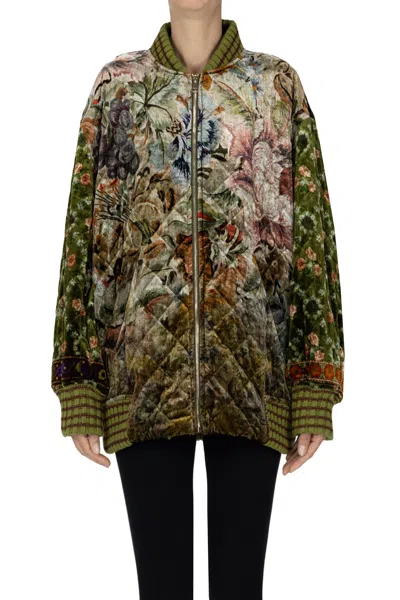Pierre-louis Mascia Quilted Jacquard Velvet Bomber Jacket In Multicoloured