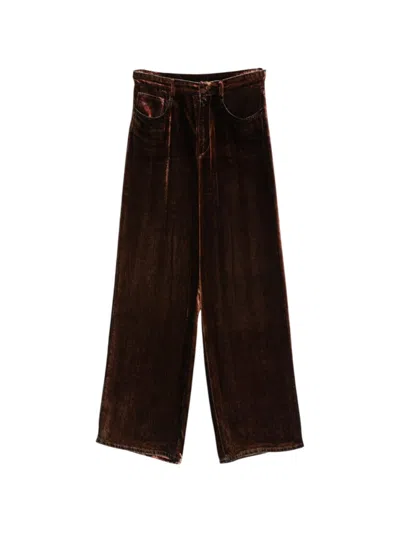 Pierre-louis Mascia Red Flared Flat Front Pants In Brown