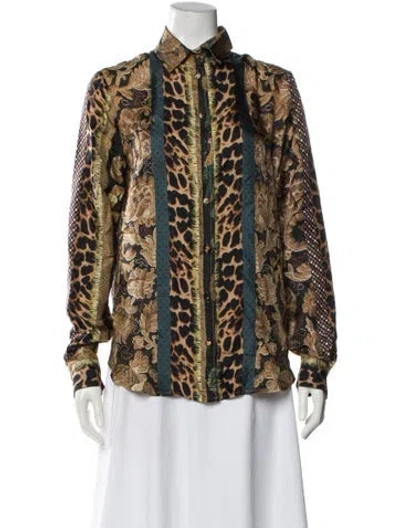 Pre-owned Pierre-louis Mascia Silk Animal Print Button-up Top In Neutral