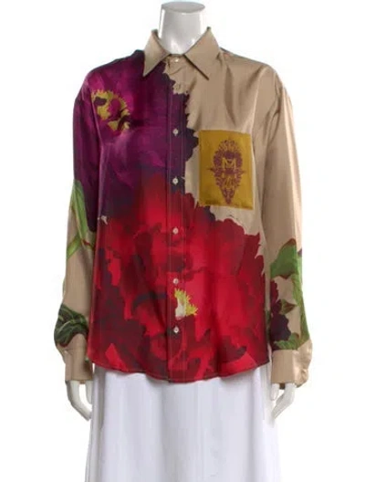 Pre-owned Pierre-louis Mascia Silk Floral Print Blouse In Multi