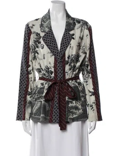 Pre-owned Pierre-louis Mascia Silk Floral Print Evening Jacket W/ Tags In Black