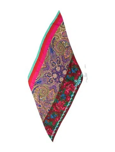 Pre-owned Pierre-louis Mascia Silk Floral Print Scarf In Red