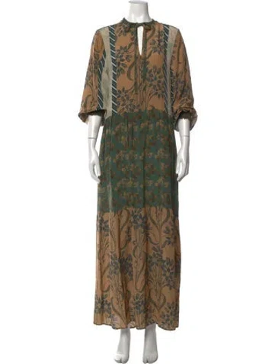 Pre-owned Pierre-louis Mascia Silk Long Dress In Green