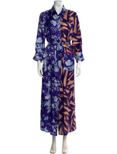 Pre-owned Pierre-louis Mascia Silk Long Dress In Purple