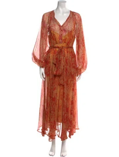 Pre-owned Pierre-louis Mascia Silk Long Dress In Red