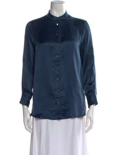 Pre-owned Pierre-louis Mascia Silk Long Sleeve Blouse In Blue