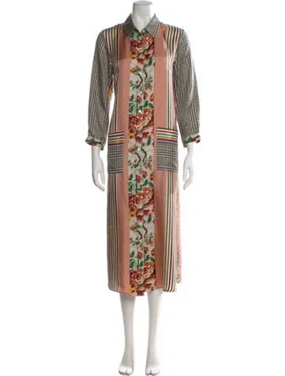 Pre-owned Pierre-louis Mascia Silk Midi Length Dress In Multi