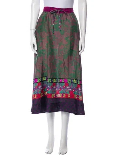 Pre-owned Pierre-louis Mascia Silk Midi Length Skirt In Green