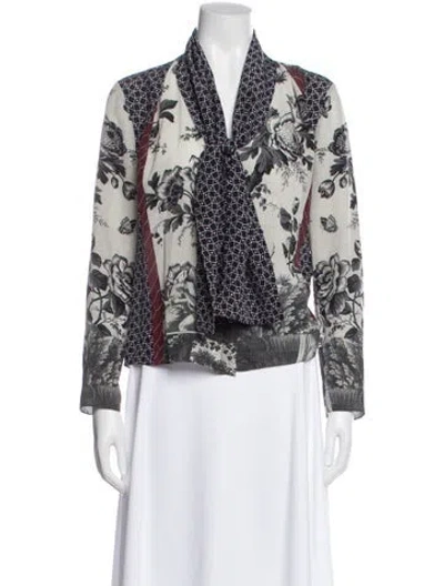Pre-owned Pierre-louis Mascia Silk Patterned Blouse In Black