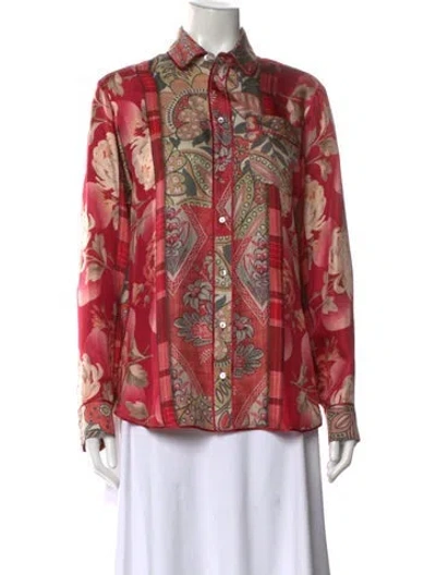 Pre-owned Pierre-louis Mascia Silk Patterned Blouse In Red