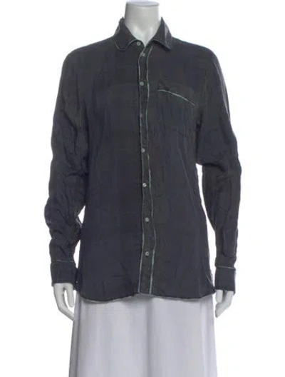 Pre-owned Pierre-louis Mascia Silk Patterned Button-up Top In Gray