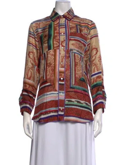 Pre-owned Pierre-louis Mascia Silk Patterned Button-up Top In Multicolor