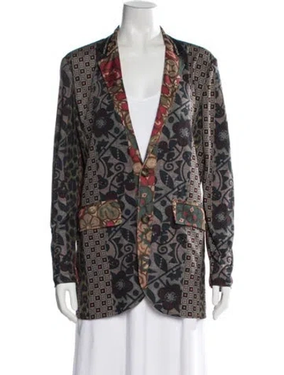Pre-owned Pierre-louis Mascia Silk Patterned Jacket In Gray
