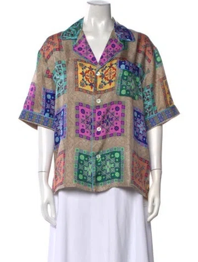 Pre-owned Pierre-louis Mascia Silk Printed Blouse In Blue