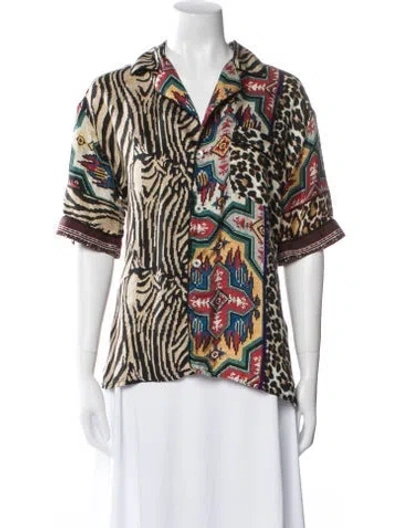 Pre-owned Pierre-louis Mascia Silk Printed Blouse In Neutral