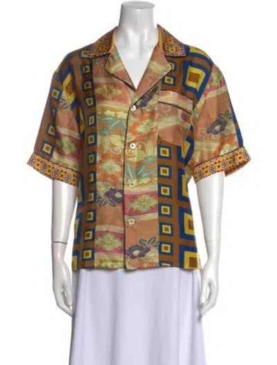 Pre-owned Pierre-louis Mascia Silk Printed Button-up Top In Multi