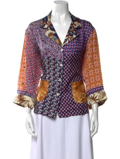 Pre-owned Pierre-louis Mascia Silk Printed Polo In Multi