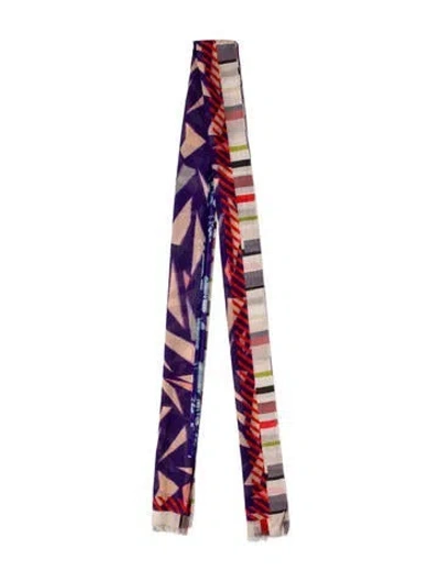 Pre-owned Pierre-louis Mascia Silk Printed Scarf In Blue