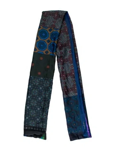 Pre-owned Pierre-louis Mascia Silk Printed Scarf In Blue