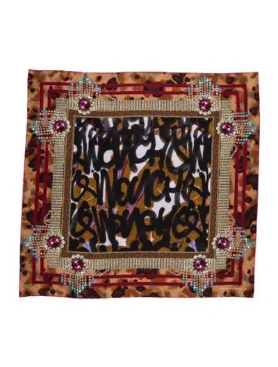 Pre-owned Pierre-louis Mascia Silk Printed Scarf In Neutral