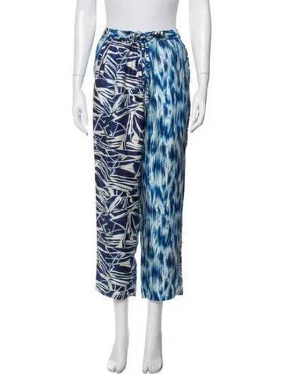 Pre-owned Pierre-louis Mascia Silk Printed Sweatpants In Blue