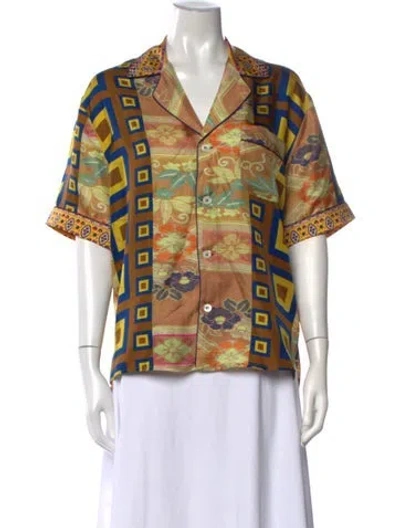 Pre-owned Pierre-louis Mascia Silk Printed Top In Blue
