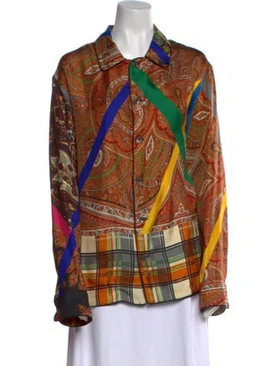 Pre-owned Pierre-louis Mascia Silk Printed Tunic In Orange