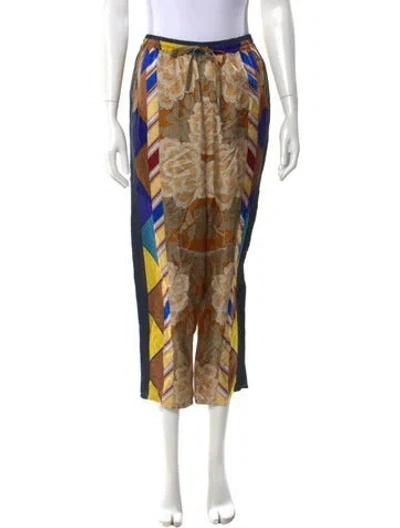 Pre-owned Pierre-louis Mascia Silk Straight Leg Pants In Multi