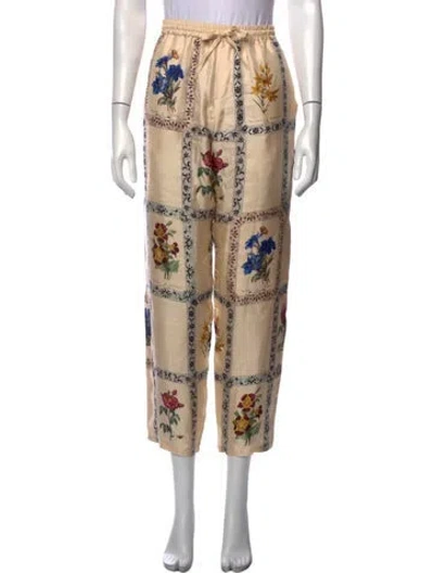 Pre-owned Pierre-louis Mascia Silk Straight Leg Pants In Neutrals