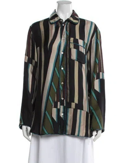 Pre-owned Pierre-louis Mascia Silk Striped Tunic In Neutrals
