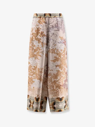 Pierre-louis Mascia Silk Trouser With All-over Prints In Multi