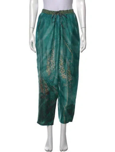Pre-owned Pierre-louis Mascia Silk Wide Leg Pants In Green