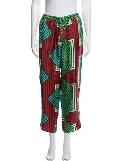 Pre-owned Pierre-louis Mascia Silk Wide Leg Pants In Green