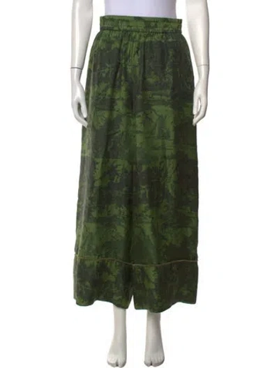 Pre-owned Pierre-louis Mascia Silk Wide Leg Pants In Green