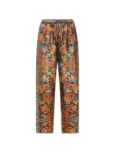 Pierre-louis Mascia Tapestry-print Silk Trousers In Multi