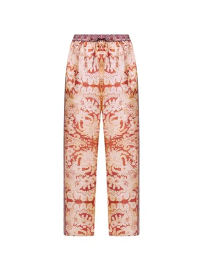 Pierre-louis Mascia Tapestry-print Silk Trousers In Pink