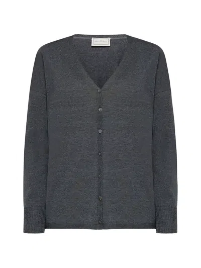 Pierre-louis Mascia Tricot Landscape-print V-neck Cardigan In Gray