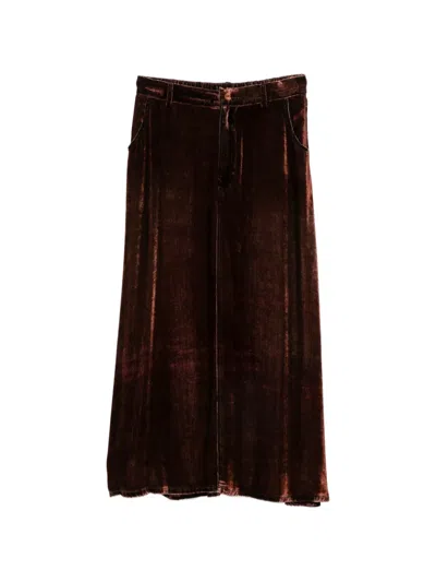 Pierre-louis Mascia Velvet-effect Maxi Skirt In Brown