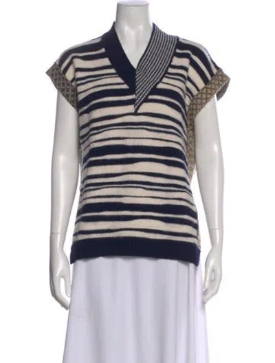 Pre-owned Pierre-louis Mascia Virgin Wool Striped Sweater In Black