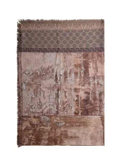 Pierre-louis Mascia Women Brown Printed Scarf, Onesize Luxury Scarves For Women Darveys In Pink