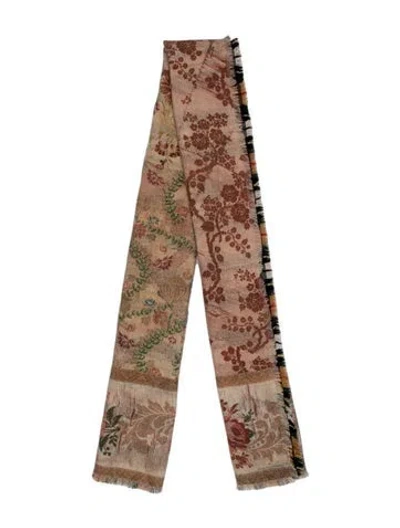 Pre-owned Pierre-louis Mascia Wool Floral Print Scarf In Neutral