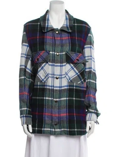 Pre-owned Pierre-louis Mascia Wool Plaid Print Blazer W/ Tags In Blue